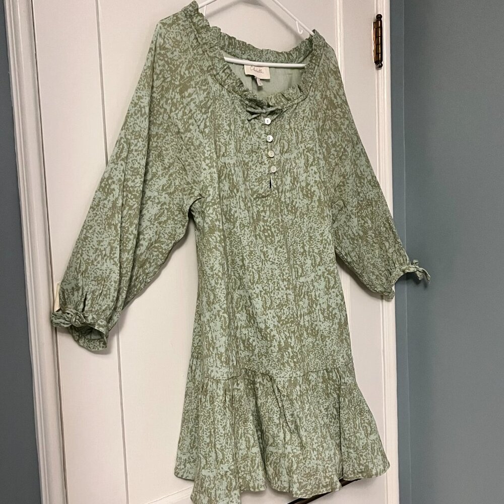 Cleobella green rainforest brinley mini dress size small 100% organic cotton - Picture 2 of 10